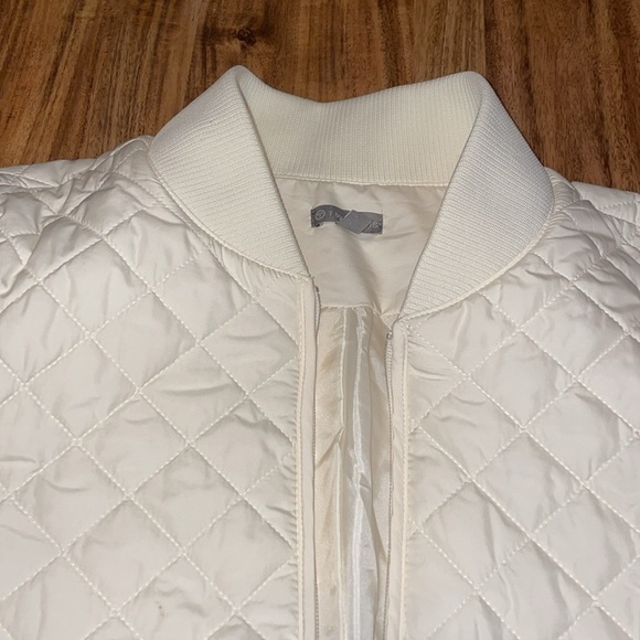 Talbots women’s large 12 14 coat jacket Cream beige Quilted Puffer light NWOT - Picture 2 of 10